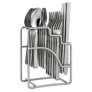 Stainless steel cutlery set with spoons, forks and knives