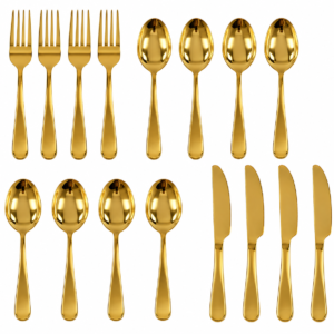 Golden cutlery set for dining table